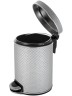 Урна для мусора педальная 5 л Geralis пластик кожа серебро кант хром / V-PHH-B-PUNTO