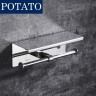 Держатель для туалетной бумаги Potato с полкой металл хром / P258