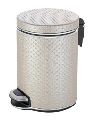 Урна для мусора педальная 5 л Geralis пластик кожа бежевая кант хром / V-PLH-B-PUNTO