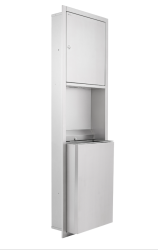 Диспенсер бумажных полотенец V-сл. и корзина для мусора MERIDA STELLA R встраиваемые в стену металл, Матовая сталь / AWM702.R