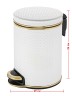 Урна для мусора педальная 5 л Geralis пластик кожа белая кант золото / V-PWG-B-PUNTO