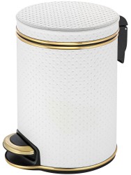 Урна для мусора педальная 5 л Geralis пластик кожа белая кант золото / V-PWG-B-PUNTO