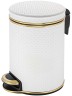 Урна для мусора педальная 5 л Geralis пластик кожа белая кант золото / V-PWG-B-PUNTO