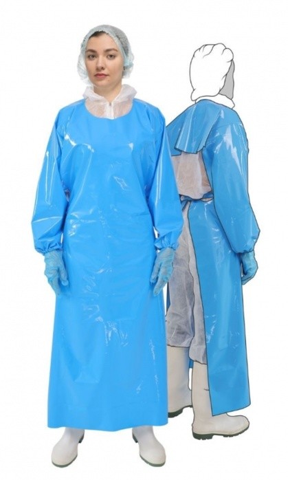 Фартук HACCPER Uretex Blue с рукавами 0.15 мм M, L Синий