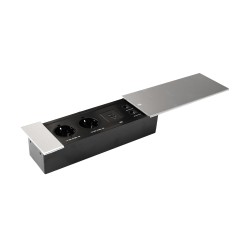 Блок розеток Mebax врезной серебро черный 2 EURO 2 USB Type-A + 1 RJ-45  / JX-728K
