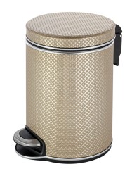 Урна для мусора педальная 5 л Geralis пластик кожа темная кант хром / V-RBH-B