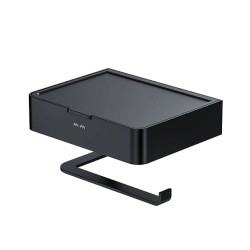 Держатель туалетной бумаги настенный AM.PM Inspire 2.0 с полочкой Черный / A50A341522