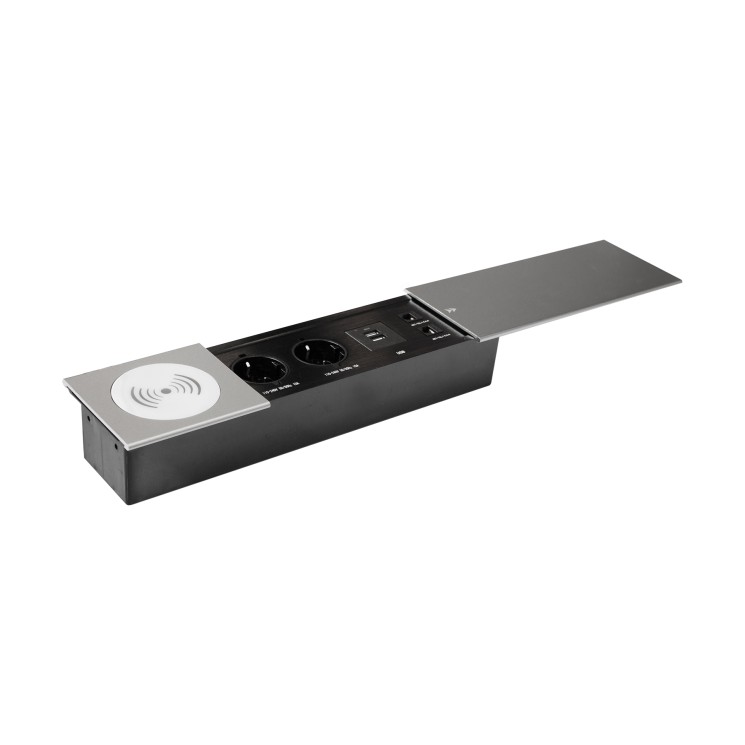 Блок розеток Mebax врезной серебро черный 2 EURO 2 USB Type-A + 1 RJ-45 / JX-735K