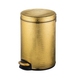 Урна для мусора педальная 8 л Geralis пластик кожа золото кант золото / V-KGG-S-CROCO