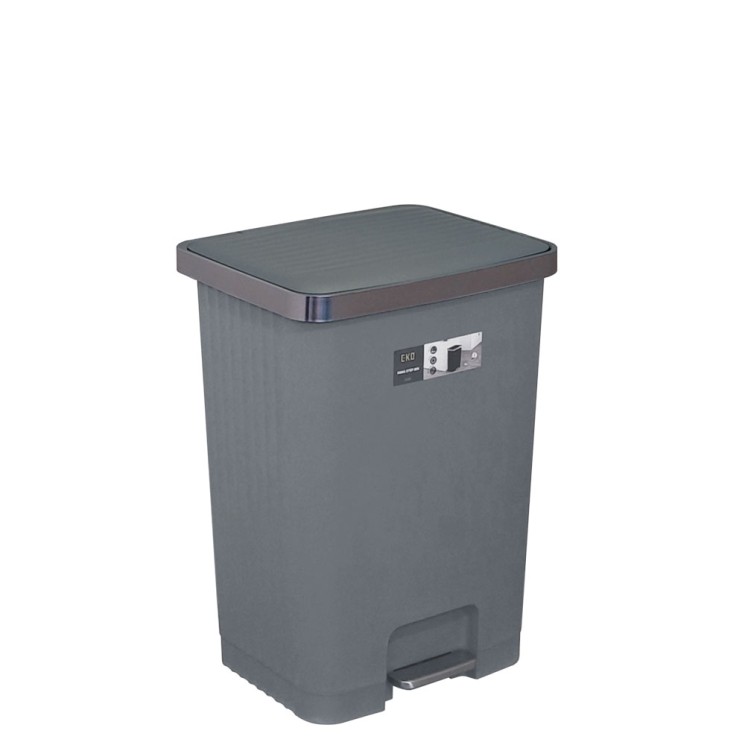 Мусорное ведро с педалью EKO HANA STACK 70 л пластик Серый / EK6388-70L-GR
