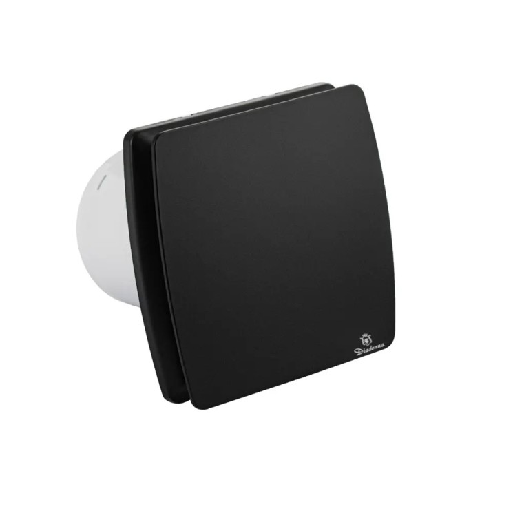 Вентилятор вытяжной Diadonna D100 мм 34 дБ 95 м³/ч обратный клапан квадратный черный / D01-BL10
