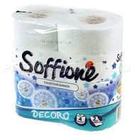 Туалетная бумага Soffione Decoro белая с голубым тиснением 2-сл 19 м