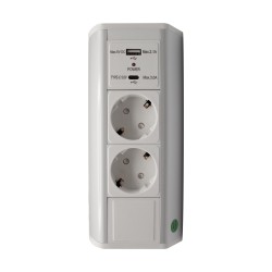 Блок розеток Mebax накладной белый 2 EURO 1 USB Type-A + 1 USB Type-С / LK-BN1402