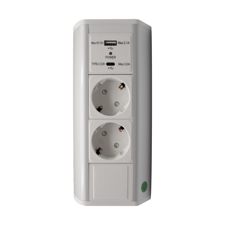 Блок розеток Mebax накладной белый 2 EURO 1 USB Type-A + 1 USB Type-С / LK-BN1402