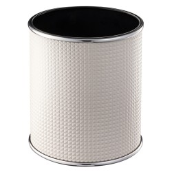 Урна для мусора 6 л Geralis пластик кожа белая кант хром / M-NRWH1-S