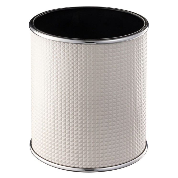 Урна для мусора 6 л Geralis пластик кожа белая кант хром / M-NRWH1-S