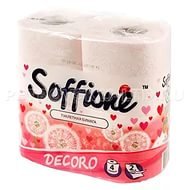 Туалетная бумага Soffione Decoro белая с розовый тиснением 2-сл 19 м