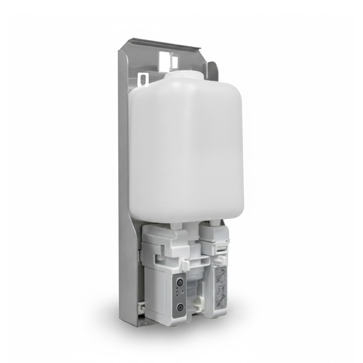 Дозатор для жидкого мыла сенсорный, встраиваемый за зеркало MERIDA STELLA R, наливной металл Матовая сталь / DWM115.R