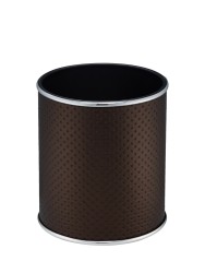 Урна для мусора 6 л Geralis пластик кожа шоколад кант хром / M-PCH1-S-PUNTO