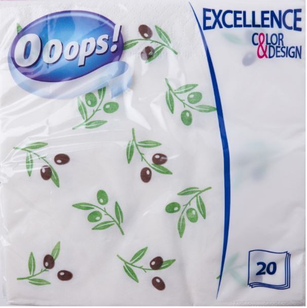 Салфетки Duni Ooops 3 слоя 33×33 см 20 штук (пач.) / KSC30201926