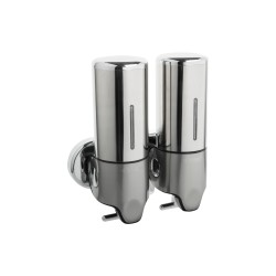 Дозатор жидкого мыла настенный двойной пластик 0,5 л Fixsen Hotel Хром / FX-31012A-2