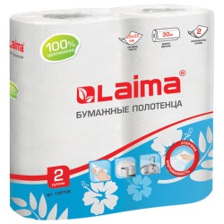 Бумажные рулонные полотенца LAIMA 2-х слойные 30 м 2 шт. (упак.) / 128726