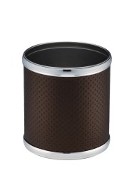 Урна для мусора 6 л Geralis пластик кожа шоколад кант хром / M-PCH2-S-PUNTO