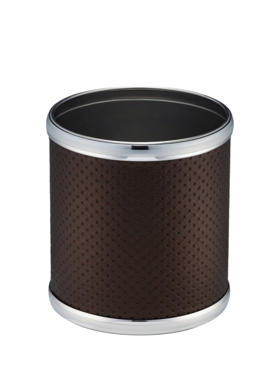 Урна для мусора 6 л Geralis пластик кожа шоколад кант хром / M-PCH2-S-PUNTO