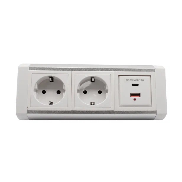 Блок розеток Mebax накладной белый 2 EURO 1 USB Type-A + 1 USB Type-С / LK-RSA