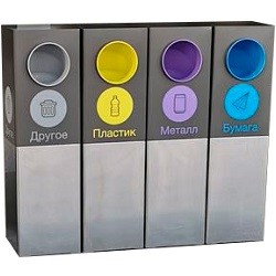 Урна Klimi под раздельный сбор мусора (4 секции) 33 л*4 / 981400