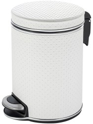 Урна для мусора педальная 5 л Geralis пластик кожа белая кант хром / V-PWH-B-PUNTO