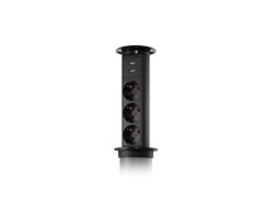 Блок розеток Mebax врезной черный 3 EURO 1 USB Type-A + 1 USB Type-С / LE3