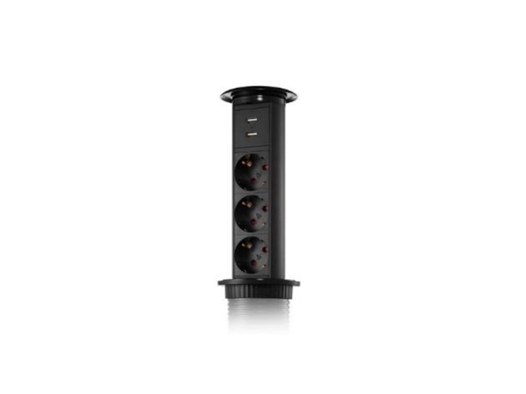 Блок розеток Mebax врезной черный 3 EURO 1 USB Type-A + 1 USB Type-С / LE3