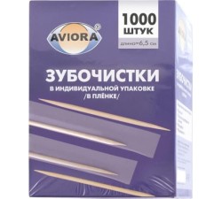 Зубочистки в инд.уп. в бумаге АВИОРА 1000шт (упак.) / 32-0133