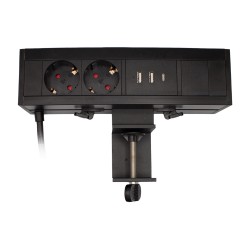 Блок розеток Mebax врезной черный 2 EURO 2 USB Type-A + 1 USB Type-С / LE4
