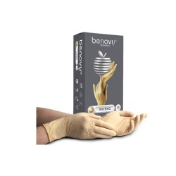 Перчатки латексные опудренные Benovy Latex Powdered ST цвет натуральный, M, 50 пар (упак.) / 21533