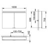 Шкаф настенный с зеркалом KEUCO Royal E-One 2 дверцы, подсветка, 1000x700x141 мм, алюминий, Серебро / 44303171301