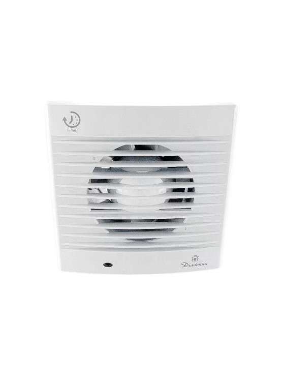 Вентилятор вытяжной Diadonna D100 мм 12 Вт 130 м³/ч обратный клапан таймер белый / D03-W10