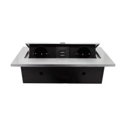 Блок розеток Mebax врезной серебро черный 2 EURO 2 USB Type-A / 226J