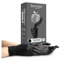 Перчатки нитриловые BENOVY Nitrile MultiColor BS черные неопудренные хлорир. 50 пар (упак.)
