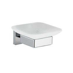 Мыльница стеклянная настенная на квадратном основании GFmark Хром / 84004