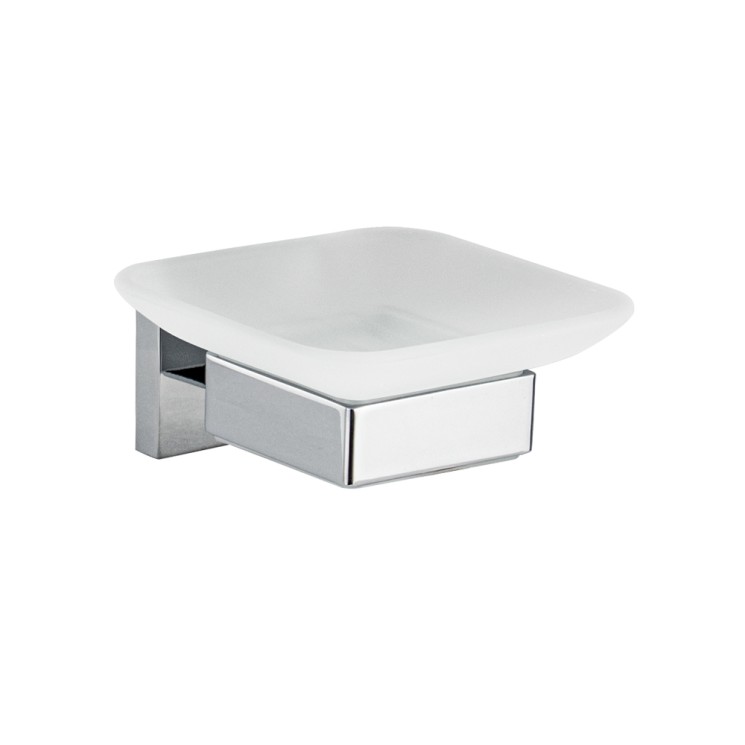 Мыльница стеклянная настенная на квадратном основании GFmark Хром / 84004