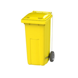 Контейнер для мусора на 2-х колёсах с крышкой 120л желтый / 9591-25
