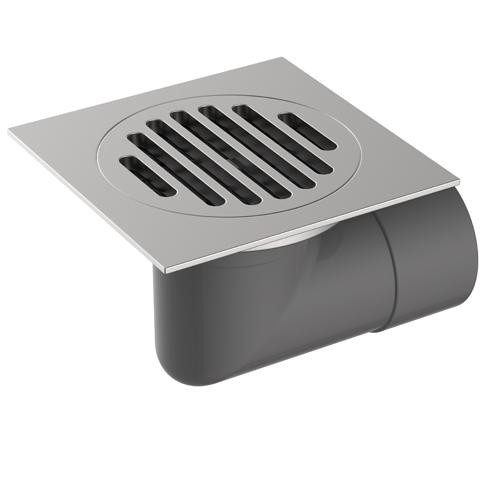 Трап канализационный угловой Diadonna 100х100 мм металл матовая сталь / DS48-100S