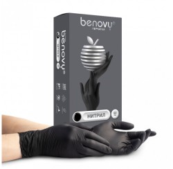 Перчатки нитриловые BENOVY Nitrile Chlorinated BS черные неопудренные хлорир. 50 пар (упак.)