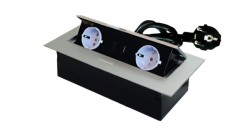Встраиваемый удлинитель SETE 2 гнезда, 1 USB, 1 type C, с кабелем, серый / SBT-2UCT-80