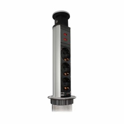 Блок розеток Mebax врезной черный серебро 3 EURO 2 USB Type-A / 105SJ