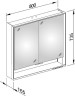 Шкаф настенный с зеркалом KEUCO Royal LUMOS 2 дверцы, подсветка 800х735х165 мм, алюминий, Серебро / 14302171301