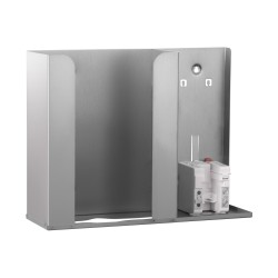 Встраиваемый блок неподвижный диспенсер полотенец+дозатор мыла MERIDA STELLA R за зеркалом Нерж сталь Матовая сталь / SSM001.R