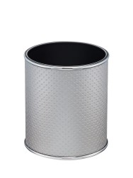 Урна для мусора 6 л Geralis пластик кожа серебро кант хром / M-PHH1-S-PUNTO
